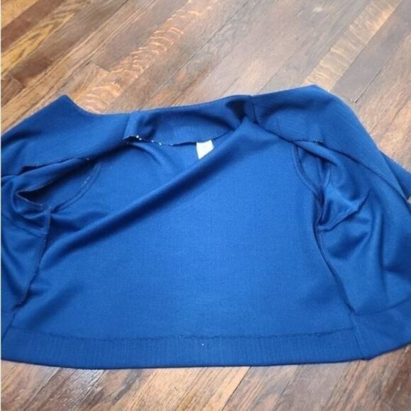 Vintage 60's 70's Navy Blue Cropped Bolero Jacket ILGWU USA made Boho Grannycore - Picture 5 of 10